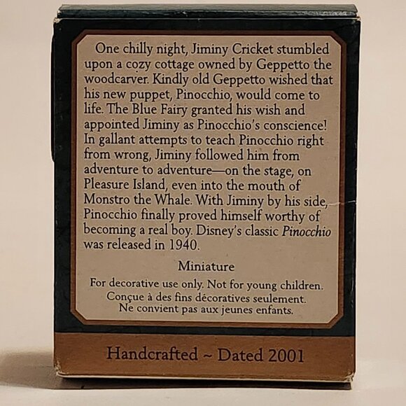 2001 Hallmark Miniatures Disney's Pinocchio Jiminy Cricket Christmas Tree - Picture 6 of 7